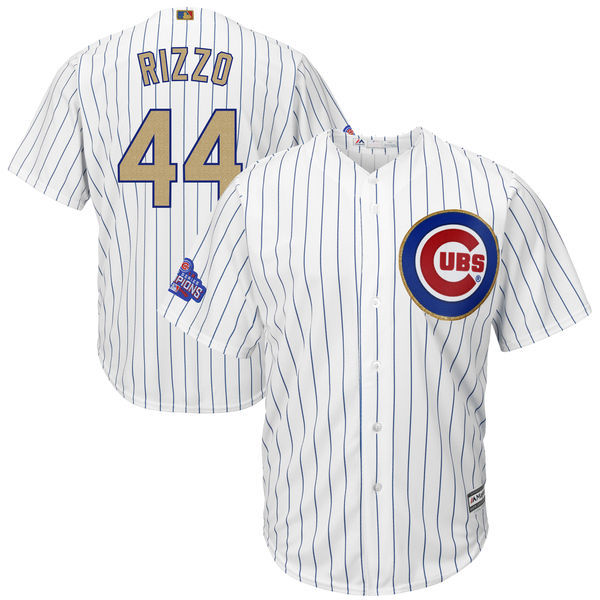 2017 MLB Chicago Cubs #44 Rizzo CUBS White Gold Program Game Jersey->chicago cubs->MLB Jersey